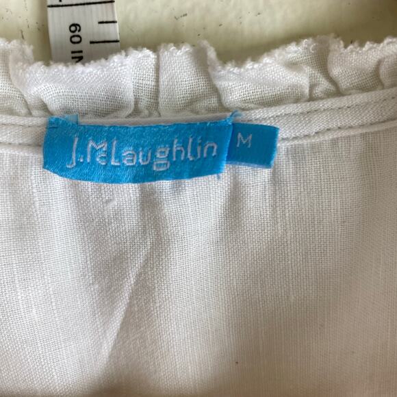 J. McLaughlin White Eyelet Ruffle Blouse Size M - Picture 6 of 9